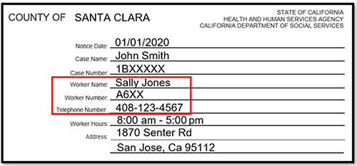 Where to find your case worker's name and number on SSA documents