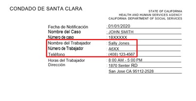 Where to find your case worker's name and number on SSA documents